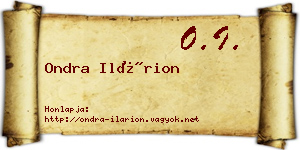Ondra Ilárion névjegykártya
